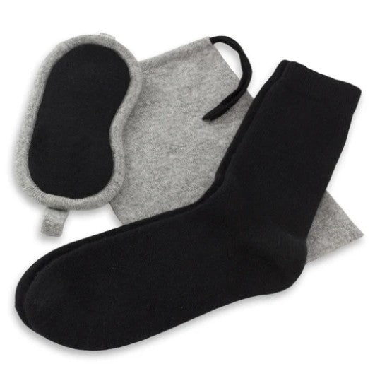Cashmere Travel Set Blanket, Eye Mask, Socks & Carry Case