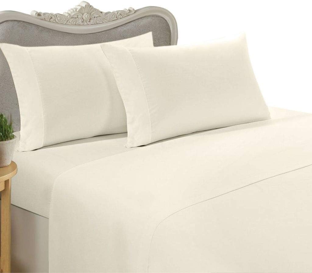 Egyptian Comfort 1200 Thread Count Bed Sheet Set of 4 Piece, King, Ivory