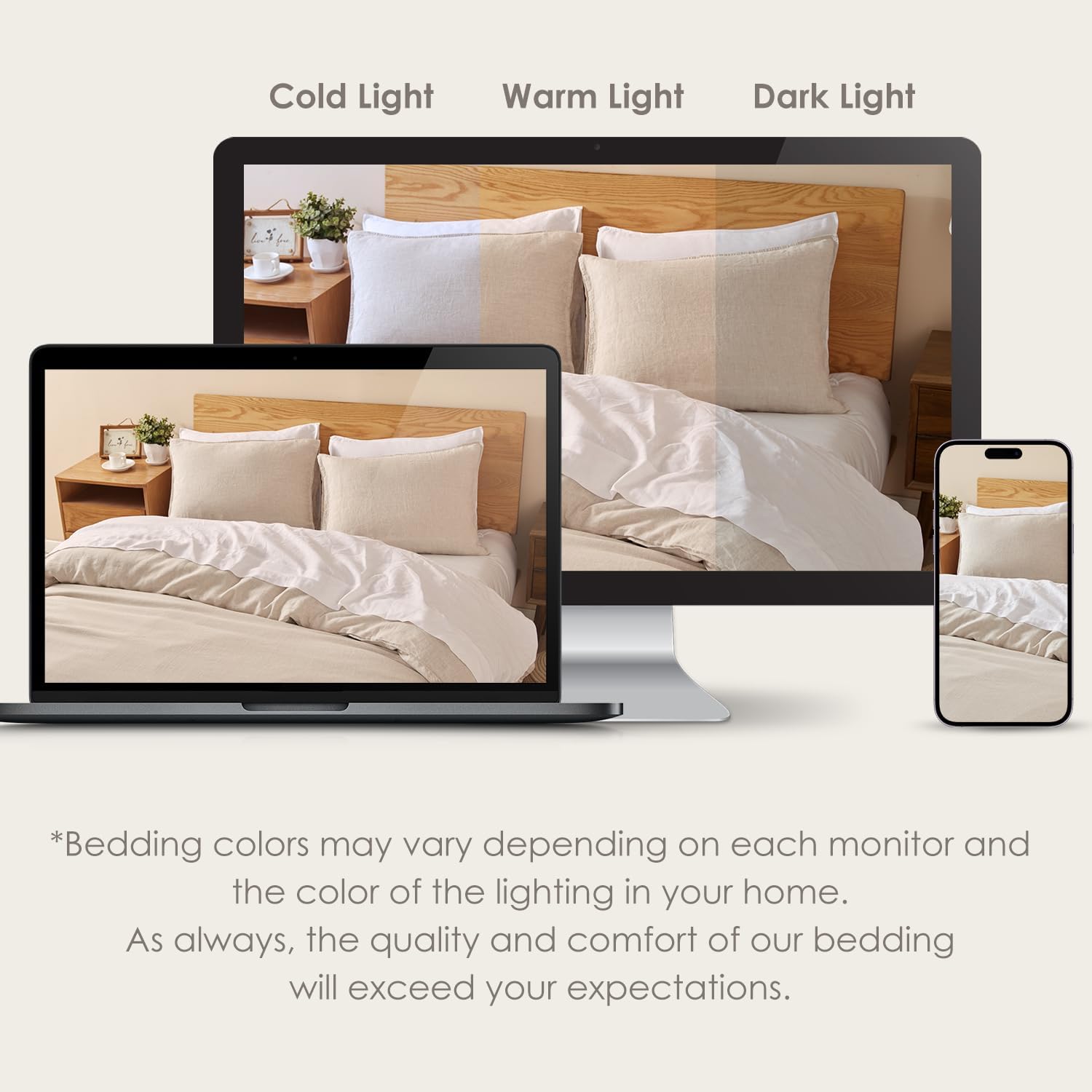 French Flax Linen Duvet Cover Set of 3 Piece, King, Natural