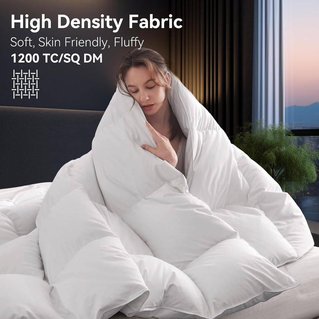 Goose Down Fiber Comforter, King Size 850+ Fill Power, 1200TC, All Season
