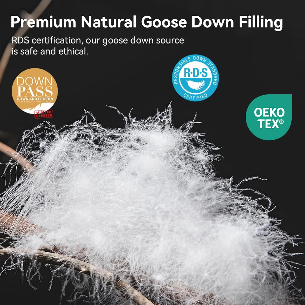 Goose Down Fiber Comforter, King Size 850+ Fill Power, 1200TC, All Season