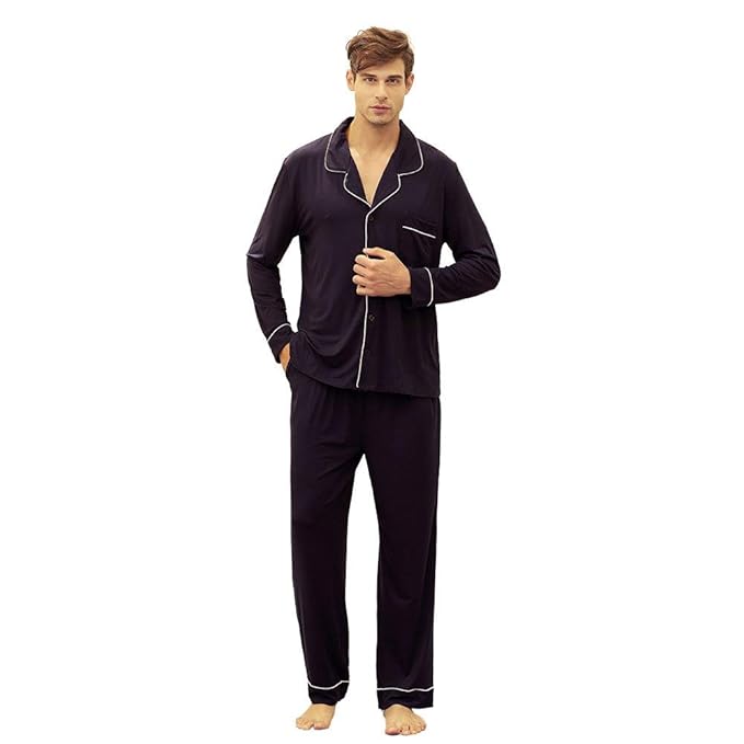 Men’s Bamboo Modal Pajama Set, Long Sleeve, Button Down