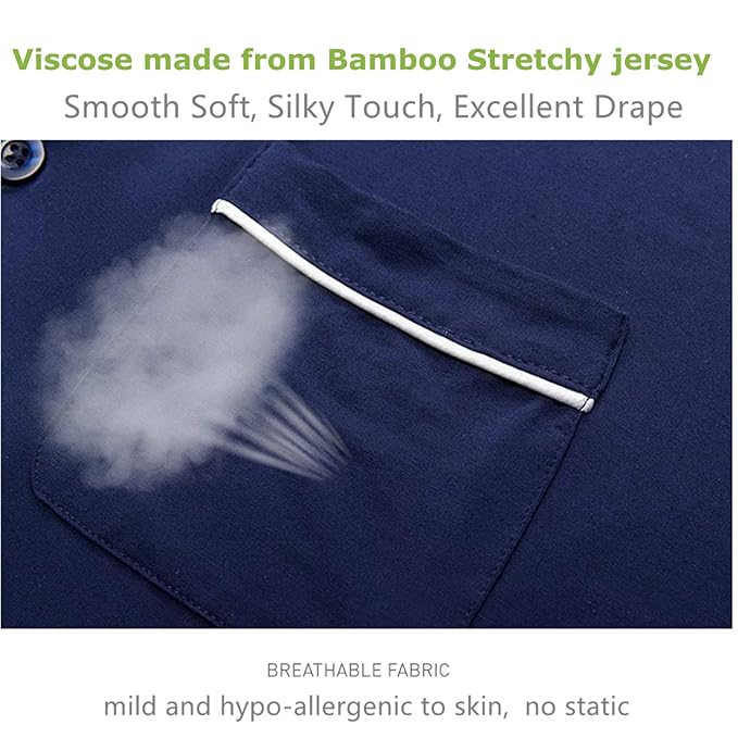 Men’s Bamboo Modal Pajama Set, Long Sleeve, Button Down