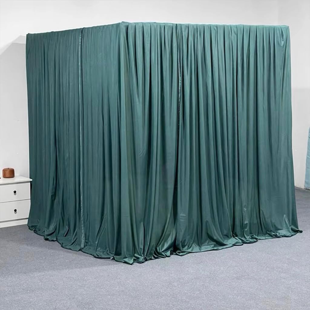 Silk Satin Bed Canopy Curtain, 4 Corner Post, Full, Green